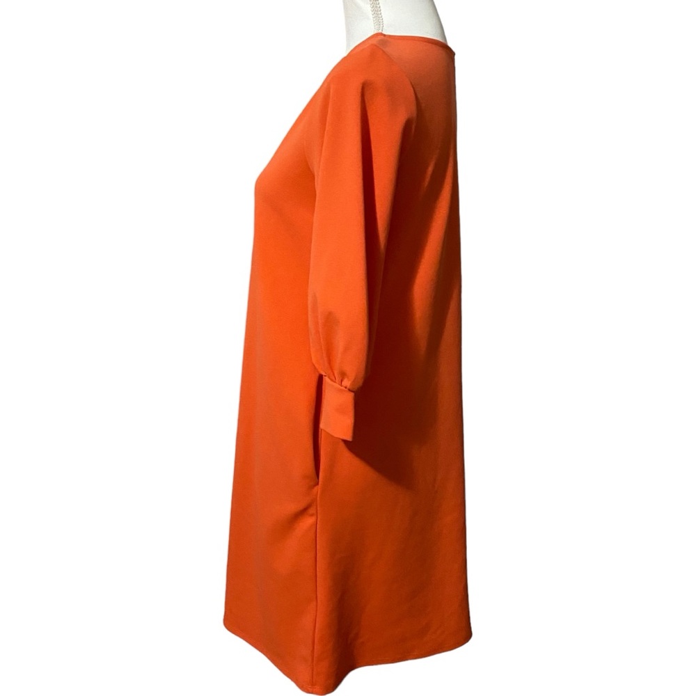 AIME Orange Mini Dress 3/4 Length Sleeves Scoop Neck Round Neck Contemporary - Picture 2 of 5